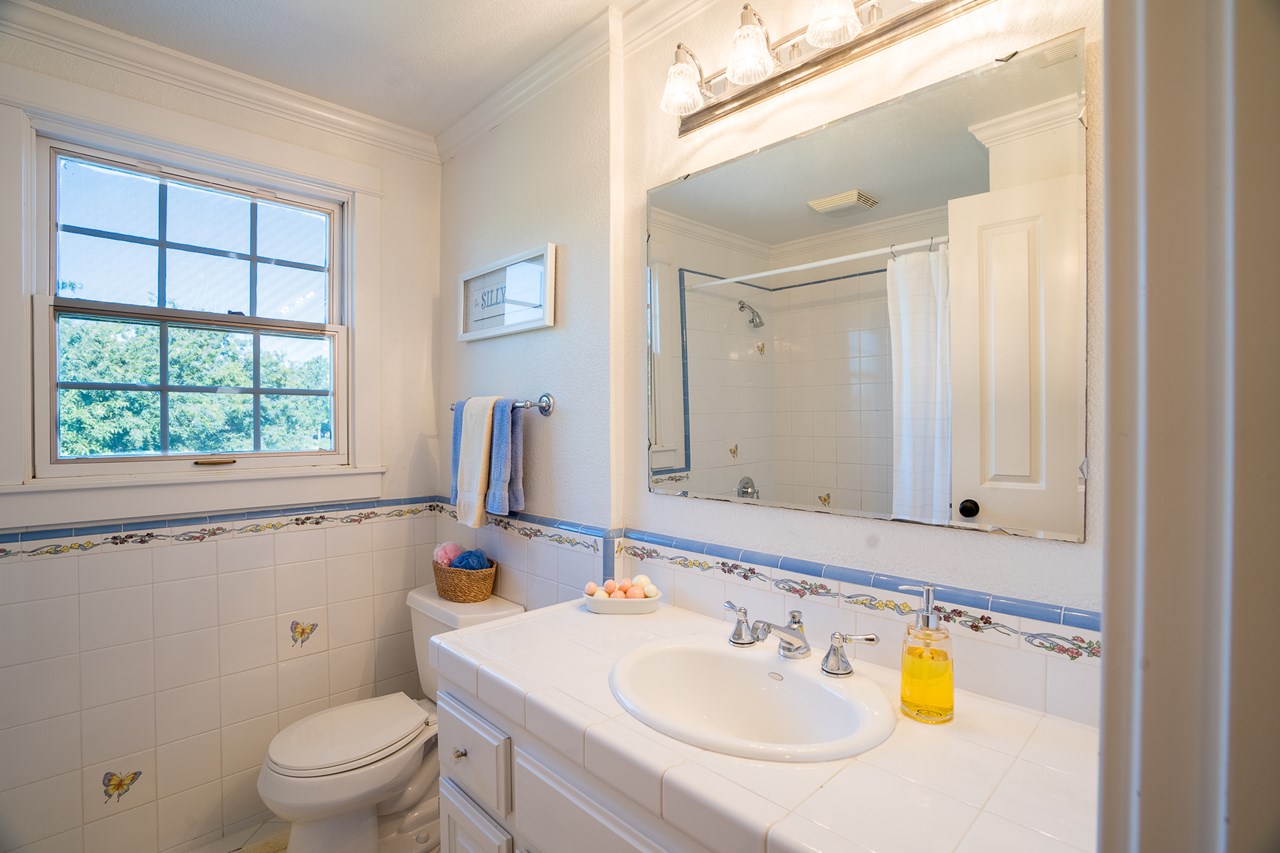 bathroom #3 provides facilities for both upstairs bedroom occupants and the large office or bonus room.